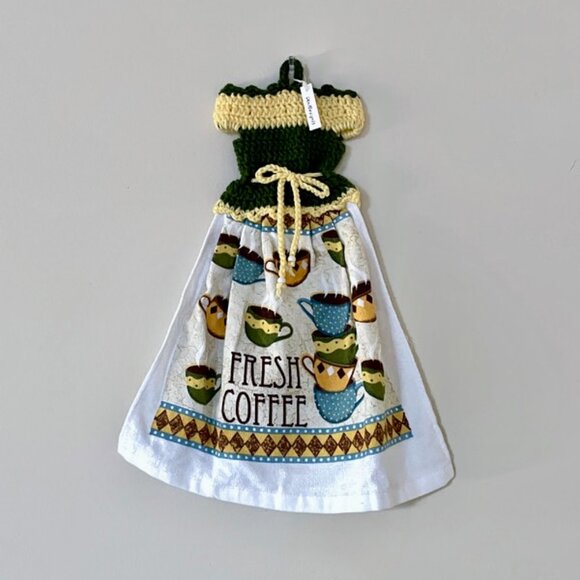 Crochet dress shape dish towel set, Handmade houswarming gift - Picture 4 of 13